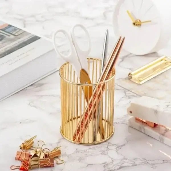Metal Cosmetic Organizer for Makeup Brushes and Pens