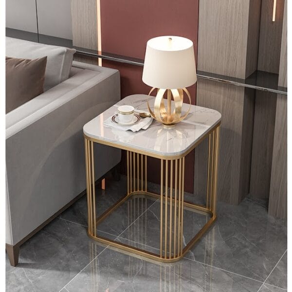 Charlotte’s Solid Metal Pipe Square Side Table – Elegant Sofa & End Table